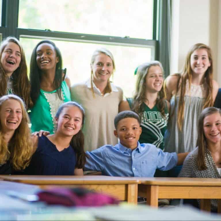 Students talking in a R.E.A.L. discussion at Girls&rsquo; Preparatory School